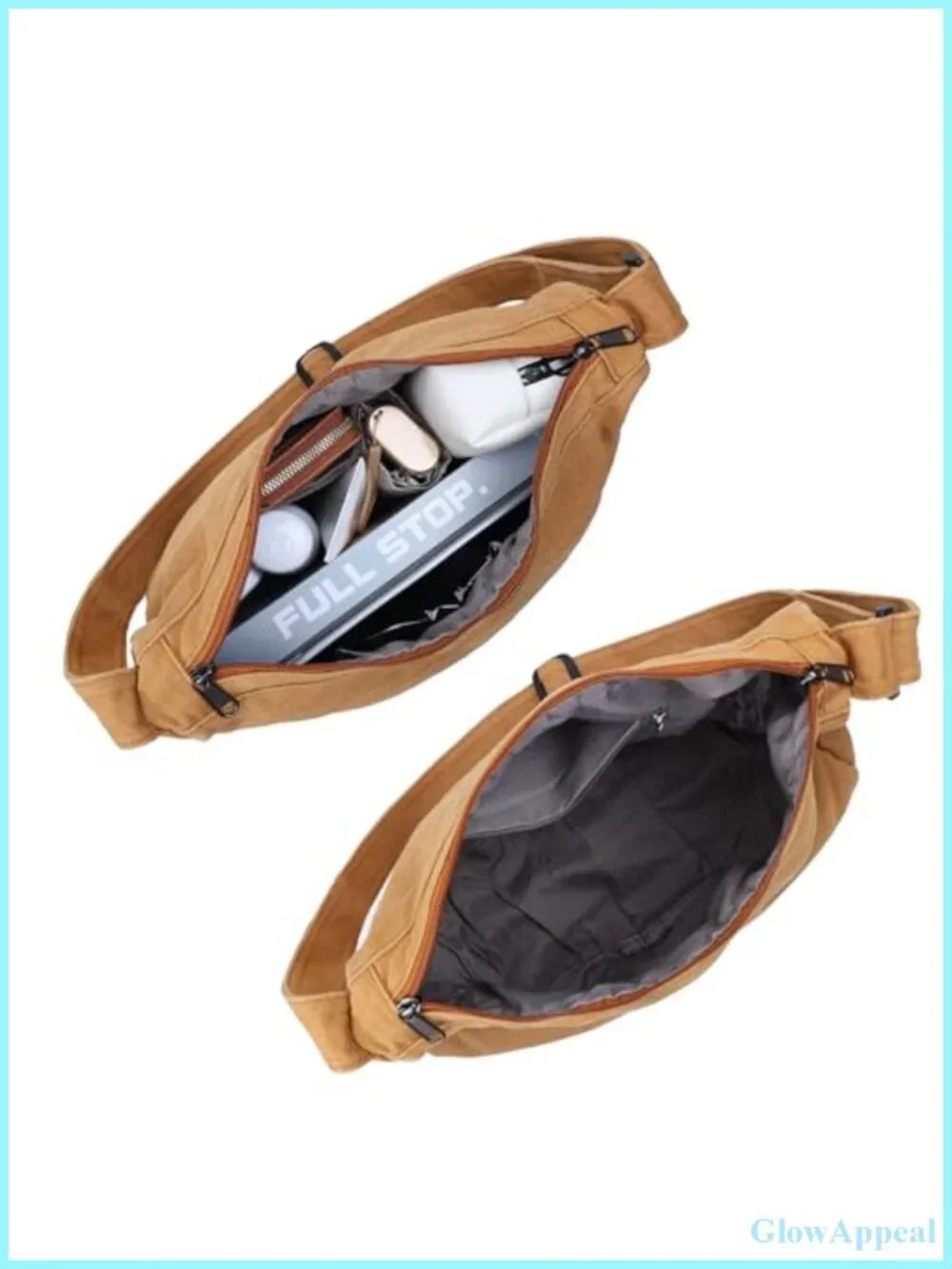 Canvas Messenger Bag Large Hobo Crossbody Zipper Tote Handbag